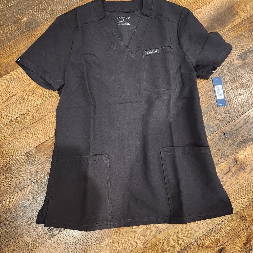 3 Tops: Jaanuu Womens 3-pocket scrub top black NIB